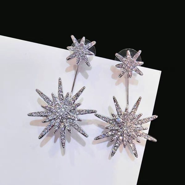 Earrings, Fashionable star shape earrings, Silver Earrings for Women - Image 2